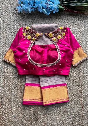 Silk blouse hand work design 1001