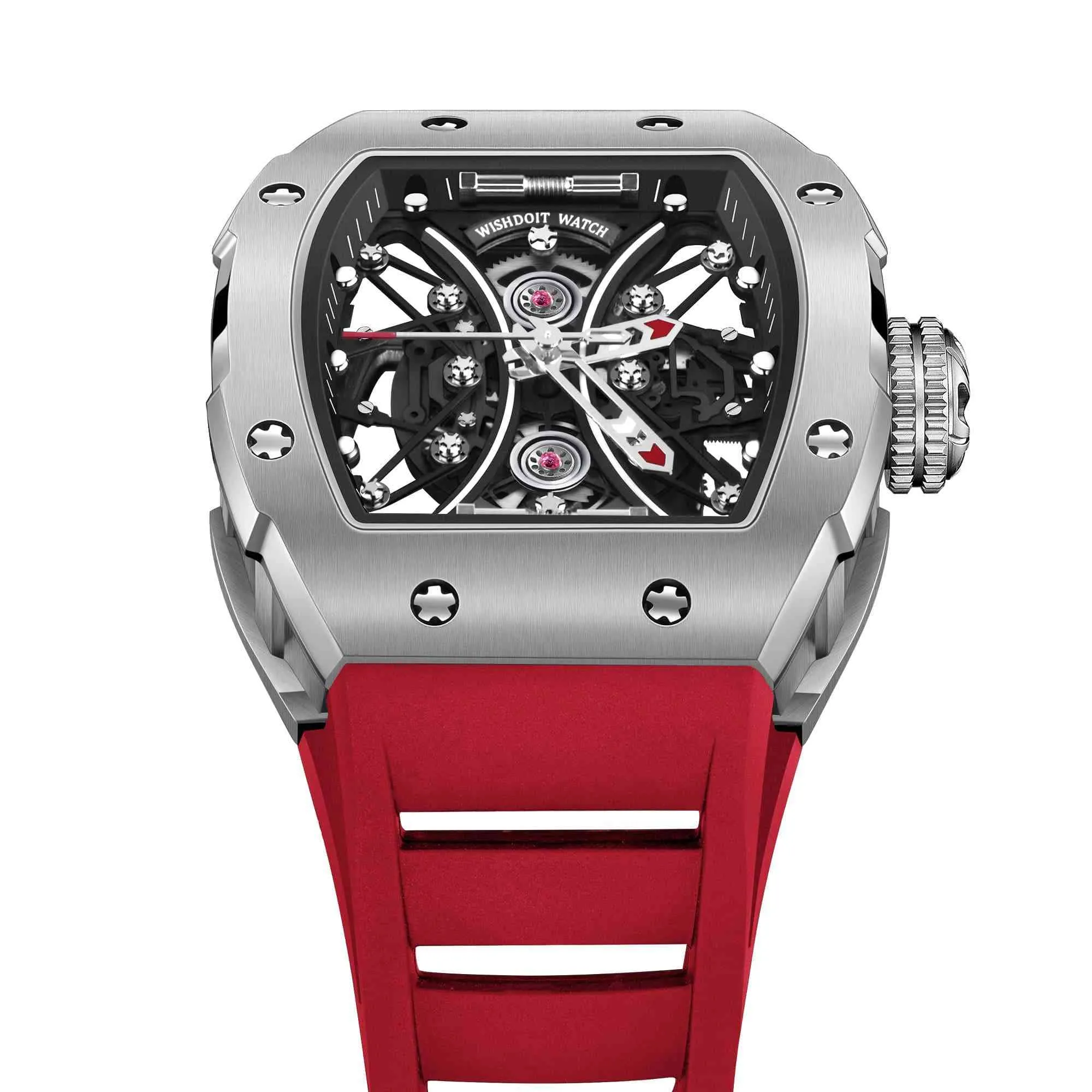 Skeleton | Hourglass-Silvery Watch (Red Strap)