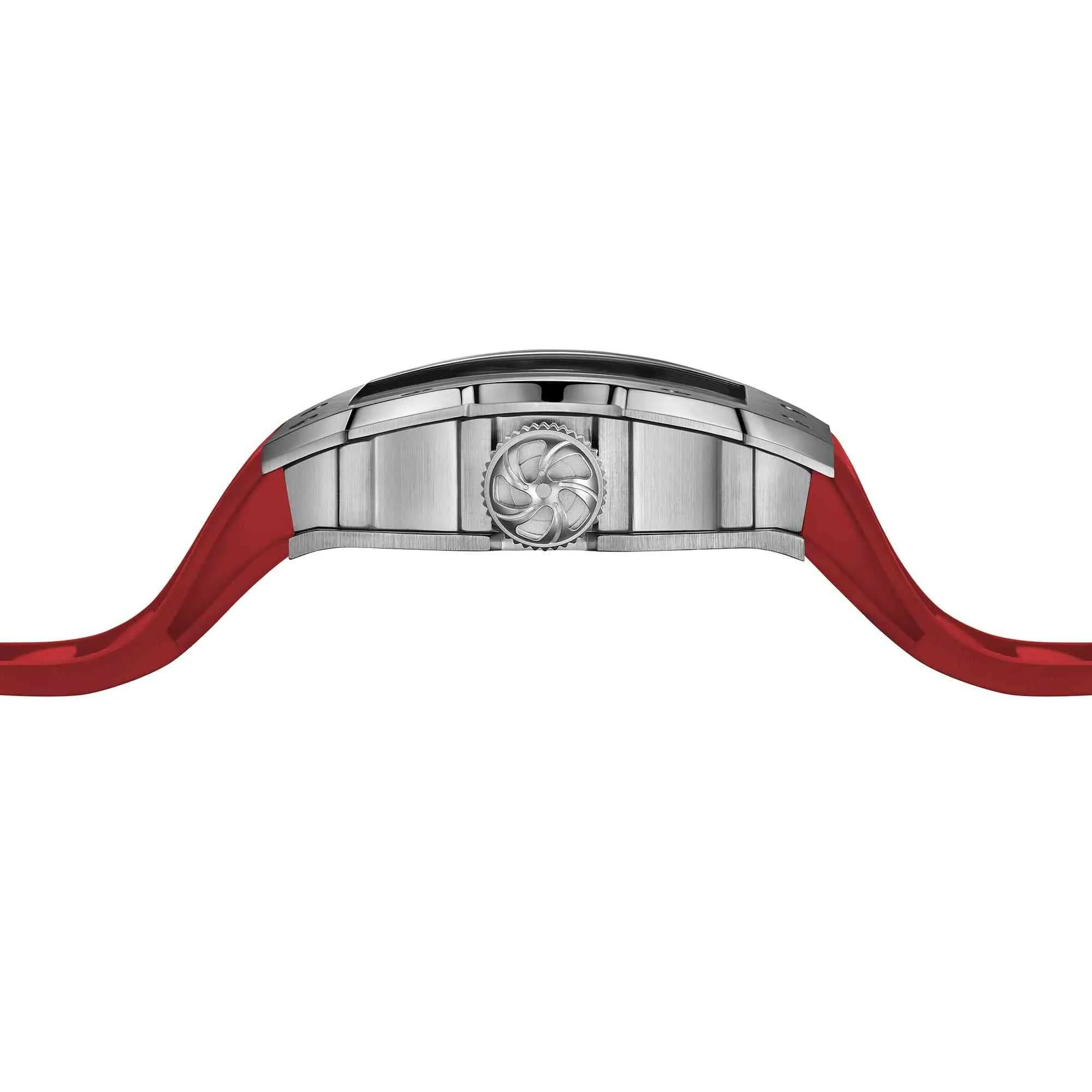 Skeleton | Hourglass-Silvery Watch (Red Strap)