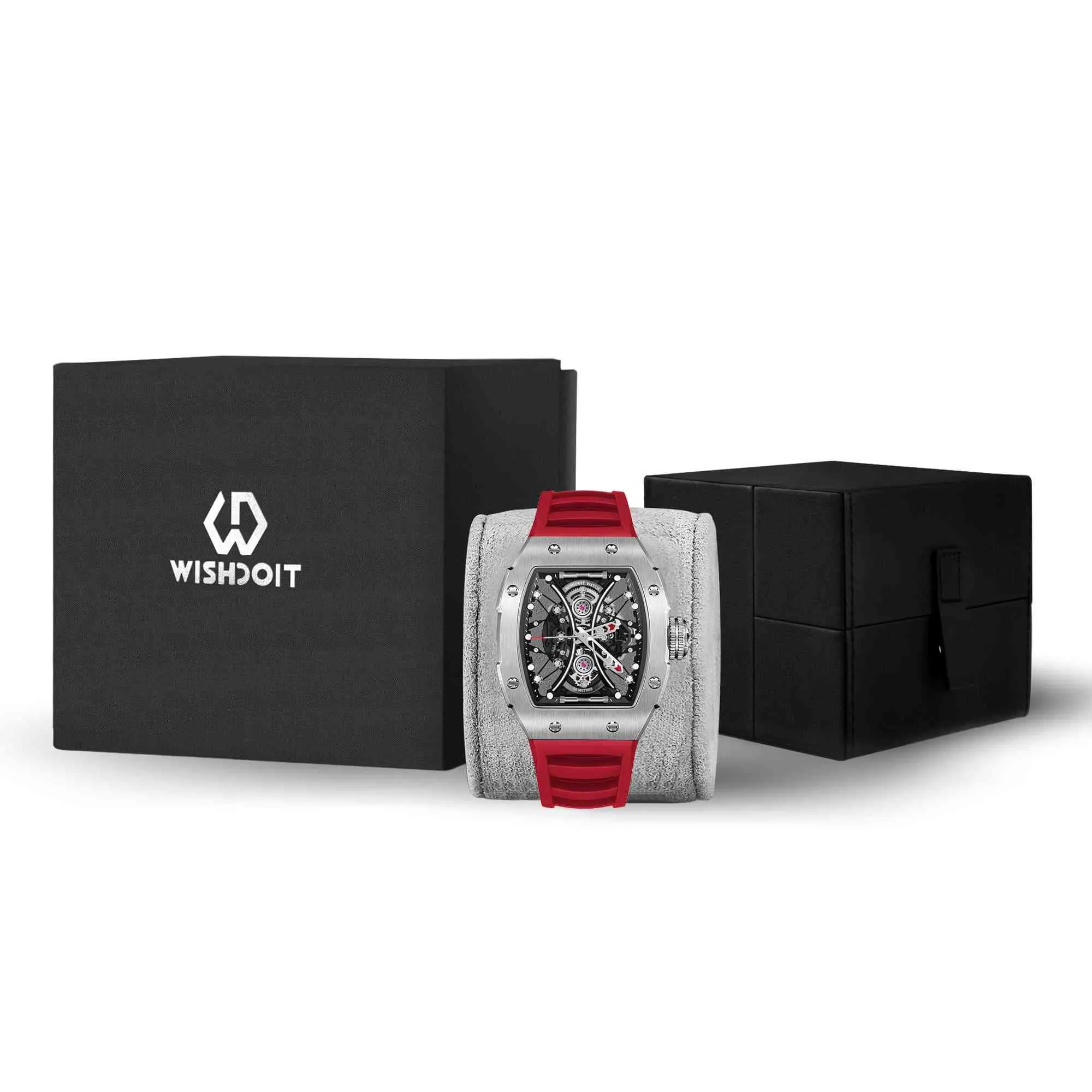 Skeleton | Hourglass-Silvery Watch (Red Strap)