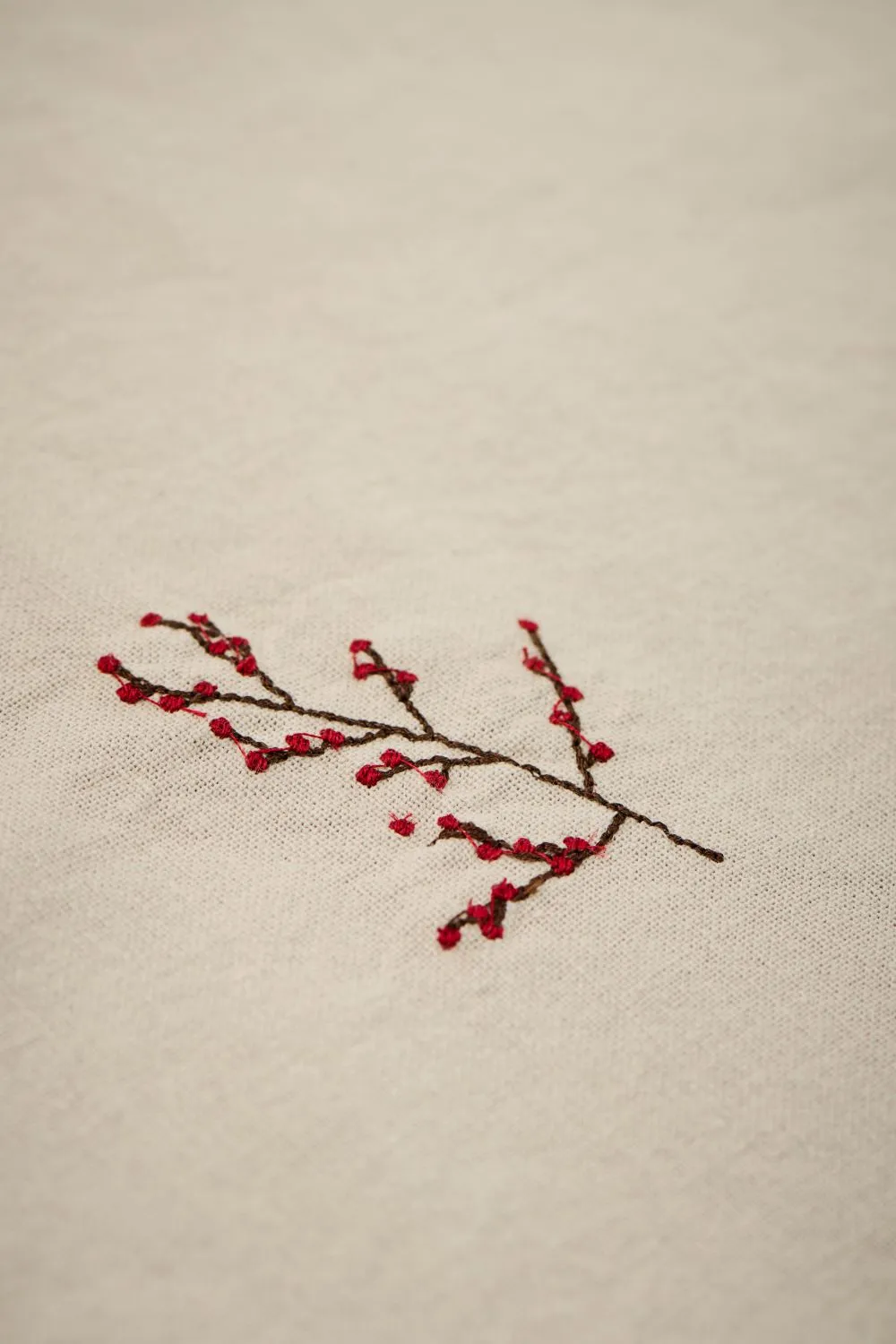 Table Runner with Red Berry Sprigs