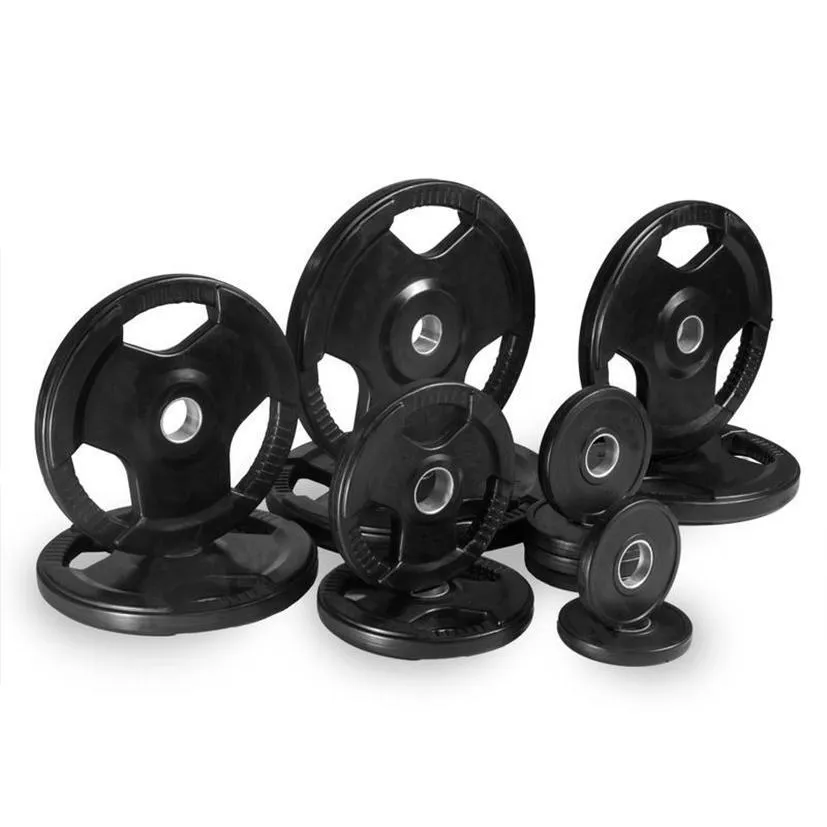 Tri-Grip 1 Inch Rubber Barbell Weight Plates Disc Barbell Set 102kg