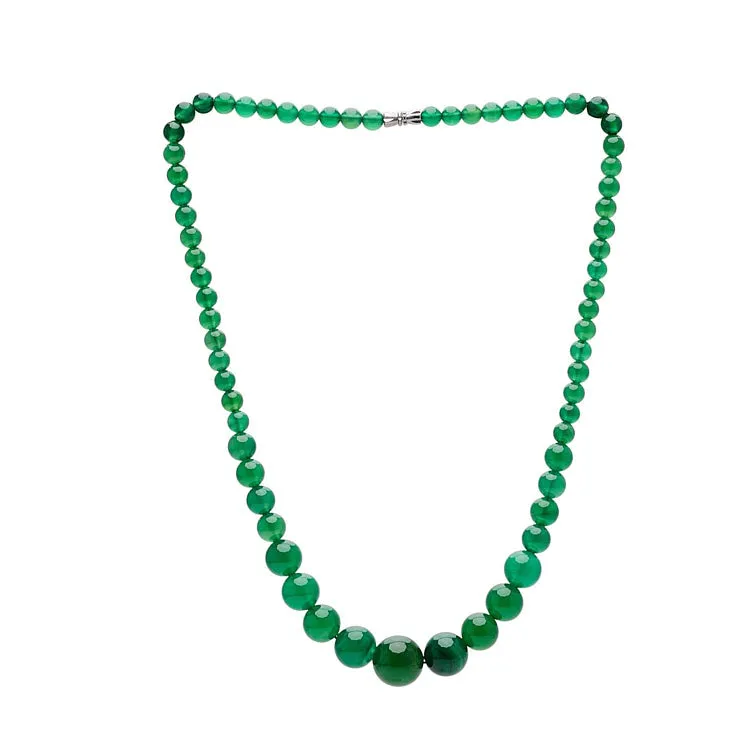 Women's Handmade 6-14mm Natural Green Jade Gemstone Necklace