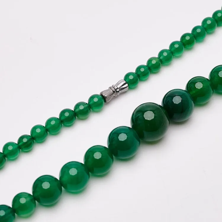 Women's Handmade 6-14mm Natural Green Jade Gemstone Necklace