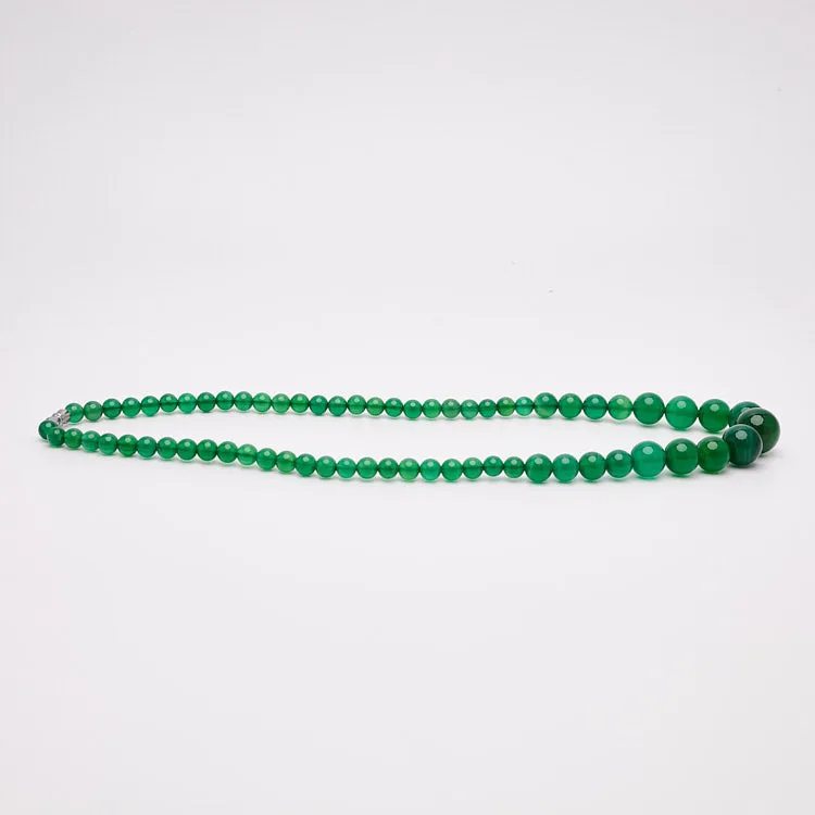 Women's Handmade 6-14mm Natural Green Jade Gemstone Necklace