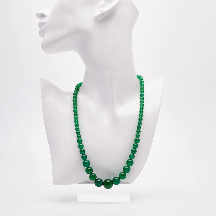 Women's Handmade 6-14mm Natural Green Jade Gemstone Necklace