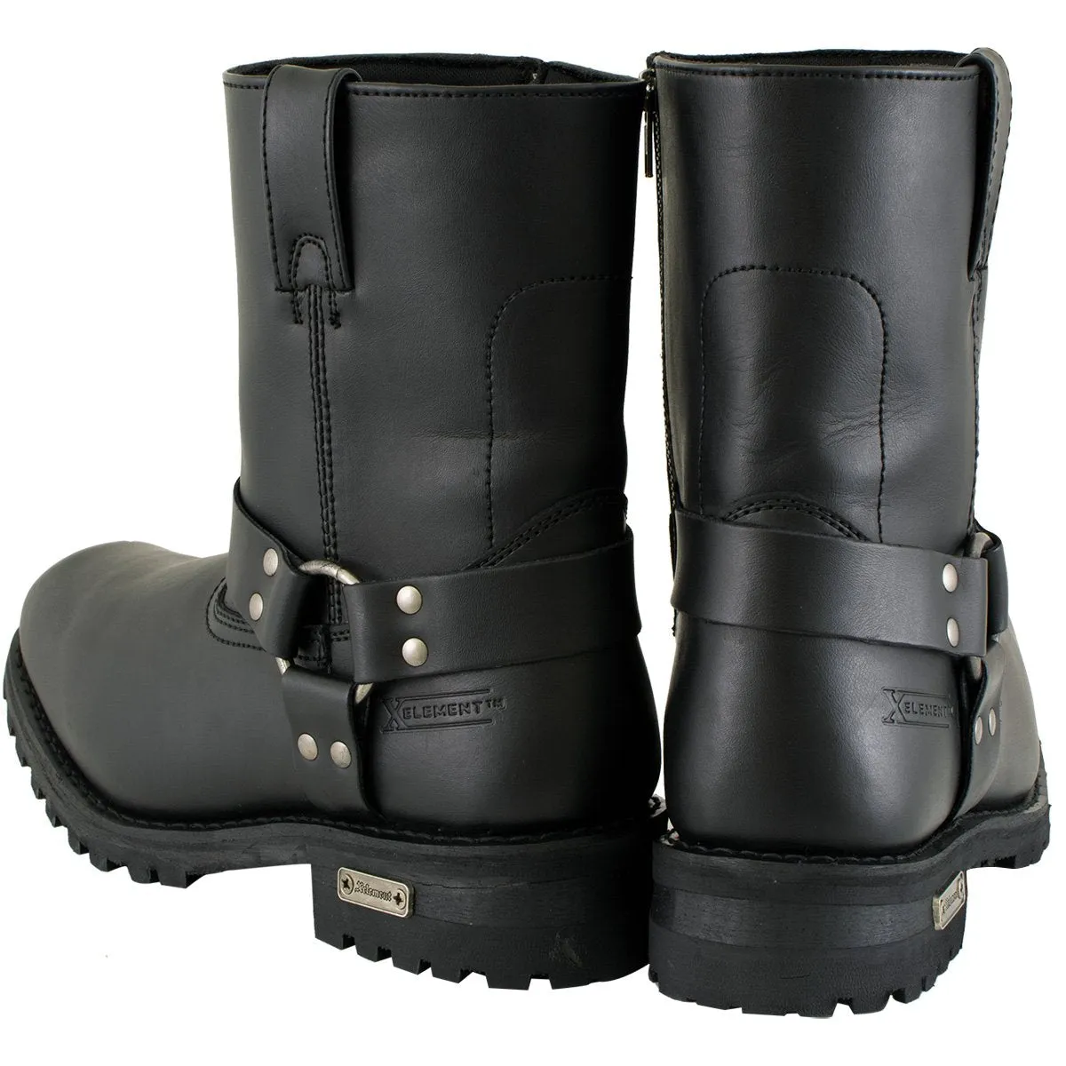 Xelement 1502 Men's Zipper Black Harness Motorcycle Boots