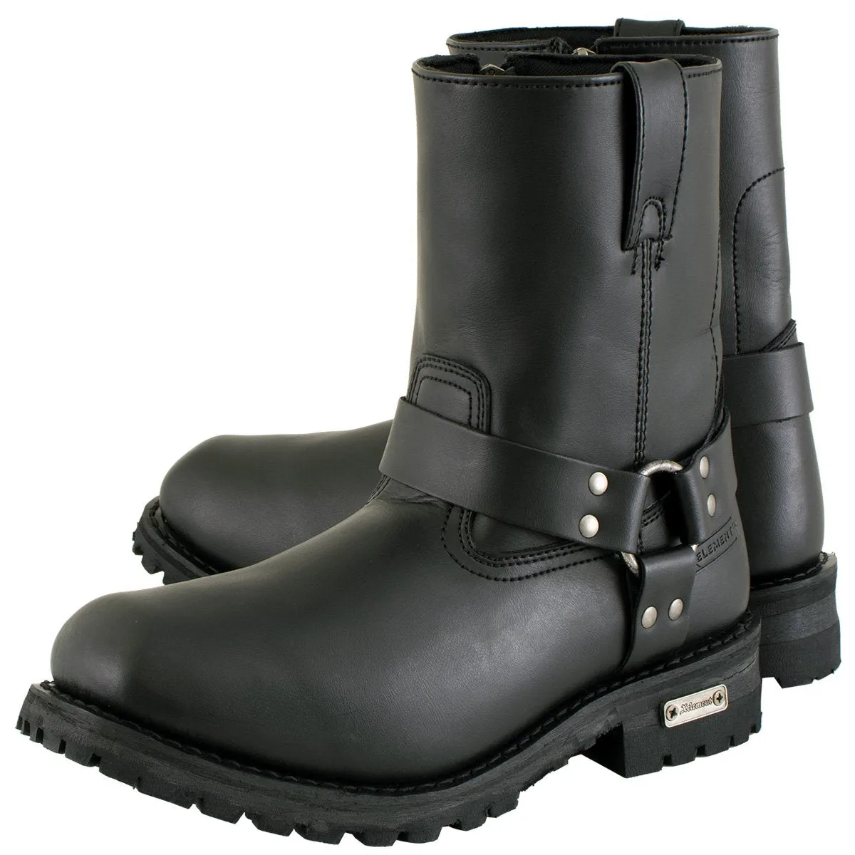 Xelement 1502 Men's Zipper Black Harness Motorcycle Boots